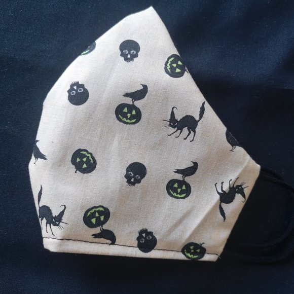 Adult Skulls Pumpkin Handmade FaceMask 100% Cotton - Picture 1 of 2